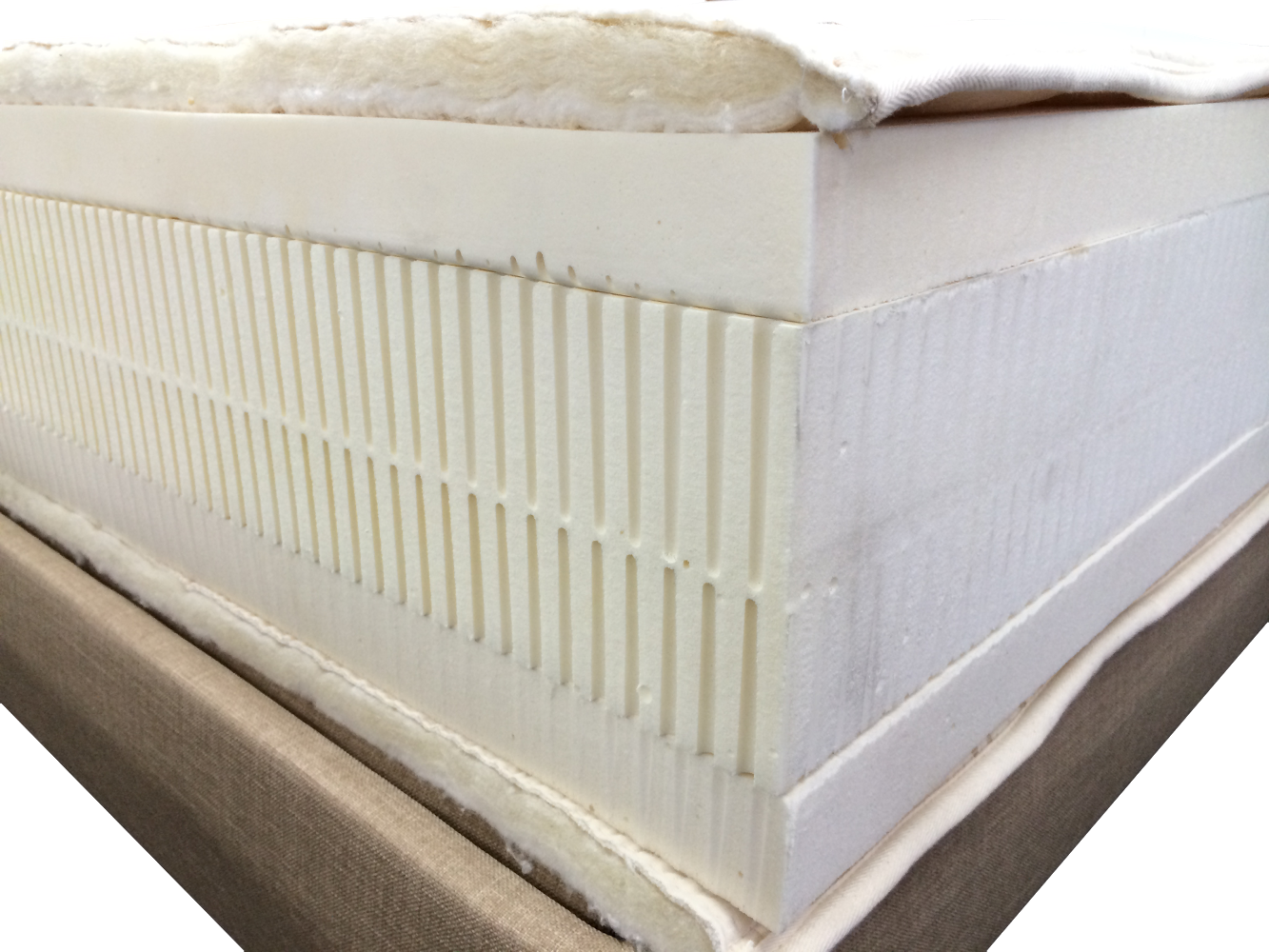 Latexpedic mattress with zippered cover and turning handles